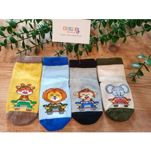 Bebek Meselesi 4'lü Bearba Desen Erkek Bebe Kaydırmaz Taban Mevsimlik Soket Çorap
