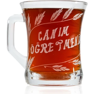 DECOCİA Öğretmenler Günü Hediyesi Özel Yazılı 225cc Cam Kupa Desen Ve İşleme El Yapımı