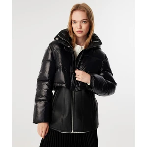Suni Deri Mıx Puffer Mont