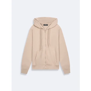 Kadın  Kapüşonlu Fermuarlı Bej Sweatshırt