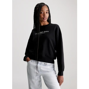 Calvin Klein Jeans Yuvarlak Yaka Baskılı Siyah Kadın Sweatshırt Instıtutıonal Graphıc Reg Cn