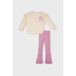 Kız Bebek 2'li Takım Kalp Desenli Bisiklet Yaka Sweatshirt Üst Beli Lastikli İspanyol Paça Tayt D2860A524AU