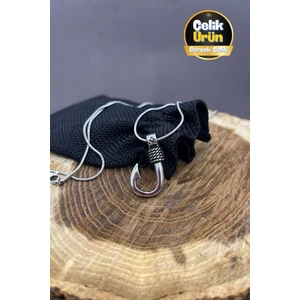 Kanca Olta Denizci Kolyesi Çelik Zincir Çelik Kolye Ucu Unisex Çelik Kolye