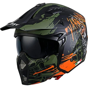 Çene Açılır Kask Sw X1-X Seul Warrior Mat Siyah Yeşil Turuncu