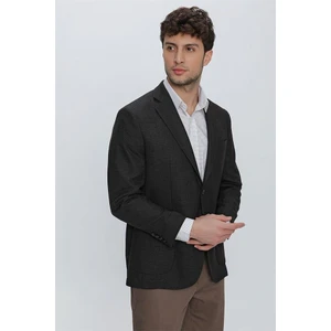 Koyu Kahverengi Desenli Armürlü Mono Yaka Astarsız 4 Drop Comfort Fit Rahat Kesim Ceket 1002225166