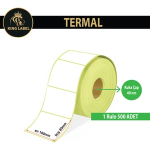 King Label Termal Barkod Etiketi 80X100MM 1 Rulo 500 Sarım