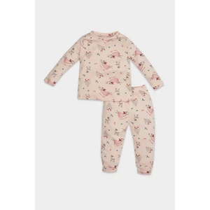 Kız Bebek Pijama Takımı Yılbaşı Temalı Uzun Kollu Üst Uzun Alt D7161A524WN