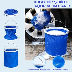 Protackle Katlanabilir Araç Yıkama Kovası 9 Lt Mavi
