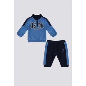 U.S. Polo Assn. Mavi Fermuar Dik Yaka Bebek 2'li Takım