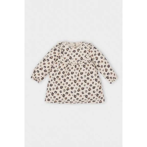 Kız Bebek Leopar Desenli Düğmeli Fırfırlı Uzun Kollu  Elbise D5634A524WN