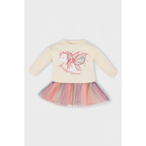 Kız Bebek Unicorn Baskılı Uzun Kollu Kalın Tütülü Sweat Elbise D5621A524WN
