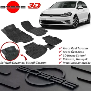 Vw Golf 7 Paspas 7,5 Paspas Araca Özel 2013 2020 Bosse Paspas 3D Havuzlu