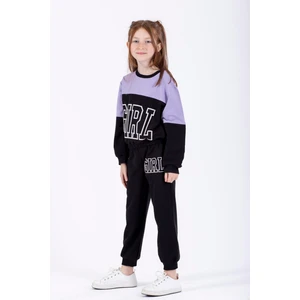 Kız Çocuk Lila Renkli Girls Baskılı Eşofman Takım