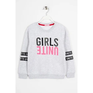 Erkek Çocuk Gri Renkli Respect Baskılı Şardonlu Sweatshirt