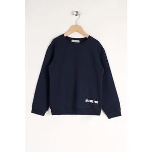 Erkek Çocuk Lacivert Renkli Bisiklet Yaka Of That Fun Baskılı Uzun Kollu Sweatshirt