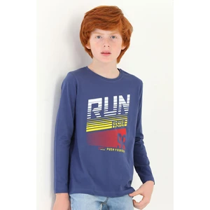 Erkek Çocuk Run Baskılı Uzun Kollu Tshirt
