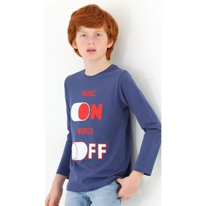 Erkek Çocuk Music On Baskılı Uzun Kollu Tshirt