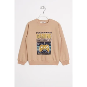 Gaming Baskılı Camel Renk Erkek Çocuk Sweatshirt