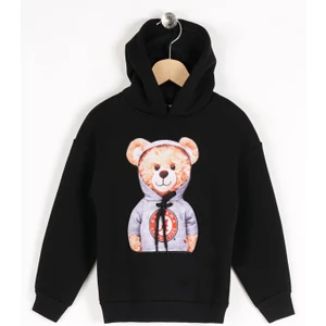 Erkek Çocuk Ayıcık Detaylı Kapüşonlu Sweatshirt