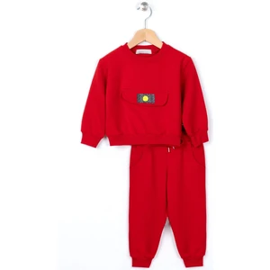 Bisiklet Yaka Uzun Kol Onu Sus Cep Kapaklı Kırmızı Renk Esofman Takım