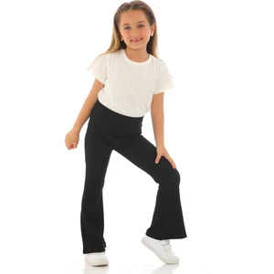 Yüksek Bel İspanyol Paça Fitilli Siyah Renk Kız Çocuk Tayt