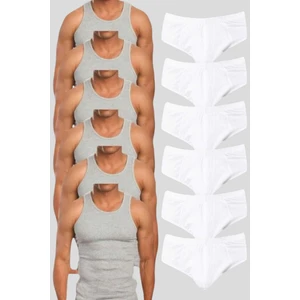 Erkek Pamuklu 6 Atlet 6 Slip Külot Set