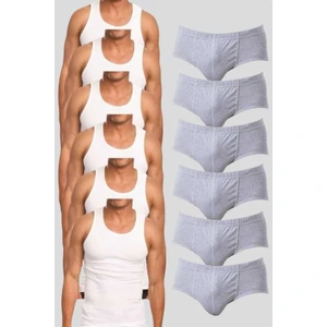 Erkek Pamuklu 6 Atlet 6 Slip Külot Set