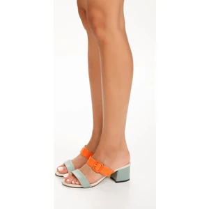 Brons Seri Günlük Kullanım Tokalı Kadın Topuklu Terlik