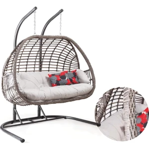 Capri Swing Oylat Çiftli Rattan Bahçe Salıncağı | Balkon Salıncağı