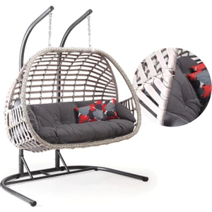 Capri Swing Oylat Çiftli Rattan Bahçe Salıncağı | Balkon Salıncağı