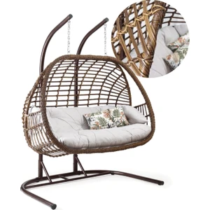 Capri Swing Oylat Çiftli Rattan Bahçe Salıncağı | Balkon Salıncağı