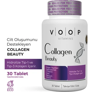 Collagen Beauty Tip 1 Ve Tip 3 | Kolajen Hyaluronic Asit Q10 Biotin Çinko - 30 Tablet
