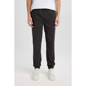 %100 Pamuk Jogger Gabardin Pantolon Beli Regular Fit Bağcıklı Lastikli Paça D5927AX24AU