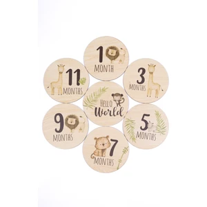 Ceo Design Safari Milestone Ahşap Bebek Anı Diskleri Ingilizce Fotoğraf Çekim Kartları.