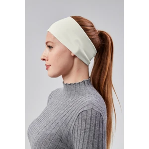 Sonbahar Moda Kadın Spor Saç Bandı Bandana Penye Esnek Bone Dikissiz Ekru