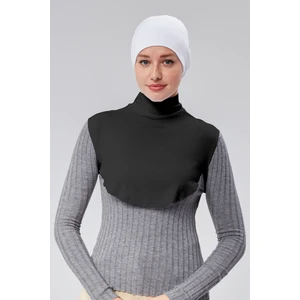 Sonbahar Moda Tesettür Yarım Boğazlı Simit Boyunluklu Penye Düz Renk Siyah