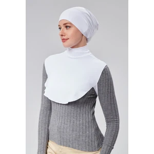 Sonbahar Moda Tesettür Yarım Boğazlı Simit Boyunluklu Penye Düz Renk Beyaz