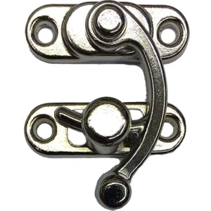 2 ADET BÜYÜK BOY YAY GÖZÜ KANCALI KİLİT NİKEL KUTU SANDIK VE KAPAK KLİPSİ 37X45 MM