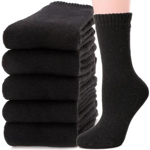 6 Çift Erkek Kışlık Kalın Soket Yün Çorap Siyah Lambswool