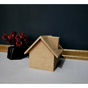 Tekir Store Ahşap Kumbara Hobi Ham Boyama Mdf Ev Model