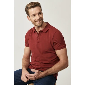 ALTINYILDIZ CLASSICS Erkek Bordo %100 Pamuk Kıvrılmaz Polo Yaka Slim Fit Dar Kesim Tişört