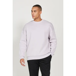 Altınyıldız Classics Erkek Lila Oversize Fit Bol Kesim Pamuklu Içi Polarlı 3 Iplik Bisiklet Yaka Sweatshirt