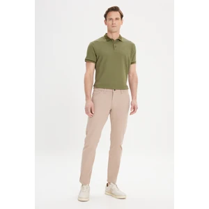 Altınyıldız Classics Erkek Bej Slim Fit Dar Kesim 5 Cep Pamuklu Kanvas Esnek Chino Pantolon