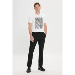 Altınyıldız Classics Erkek Siyah Slim Fit Dar Kesim Beli Bağlamalı Yan Cep Gofre Desenli Pantolon