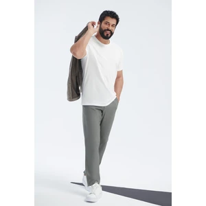 Altınyıldız Classics Erkek Gri Slim Fit Dar Kesim Beli Bağlamalı Yan Cep Gofre Desenli Pantolon