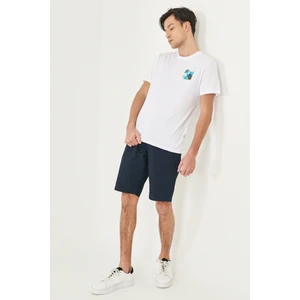 Altınyıldız Classics Erkek Lacivert Slim Fit Dar Kesim Armürlü %100 Pamuk Casual Chino Şort