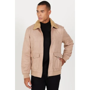 Altınyıldız Classics Erkek Bej Standart Fit Normal Kesim Gömlek Yaka Süet Görünümlü Mont