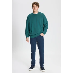 Altınyıldız Classics Erkek Koyu Yeşil Oversize Bol Kesim 3 Iplik Bisiklet Yaka Pamuklu Sweatshirt