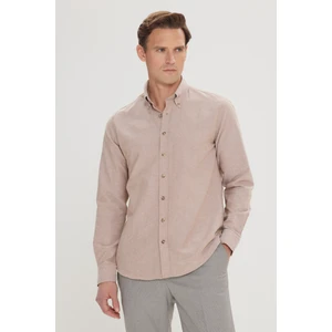 Altınyıldız Classics Erkek Vizon Düğmeli Yaka Tailored Slim Fit Oxford Gömlek