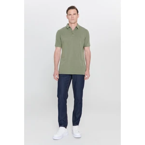 ALTINYILDIZ CLASSICS Erkek Haki Slim Fit Dar Kesim Polo Yaka %100 Pamuk Desenli Tişört